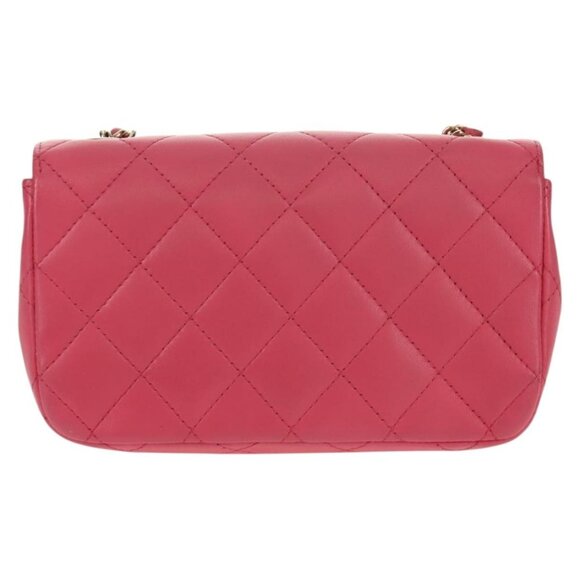 CHANEL Matelasse Chain Shoulder Bag Lamb Skin Pink Gold CC Auth ka592M - Picture 3 of 16